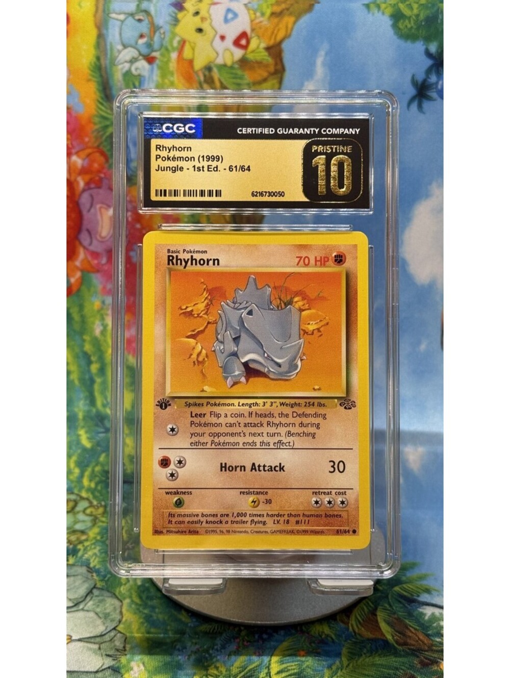 Rhyhorn Jungle 61/64 1999 1st Edition POP14! CGC Pristine 10